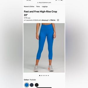 Lululemon Size 16 Blue High Rise Leggings with pockets